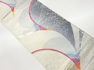 抽象鳥模様織出し袋帯